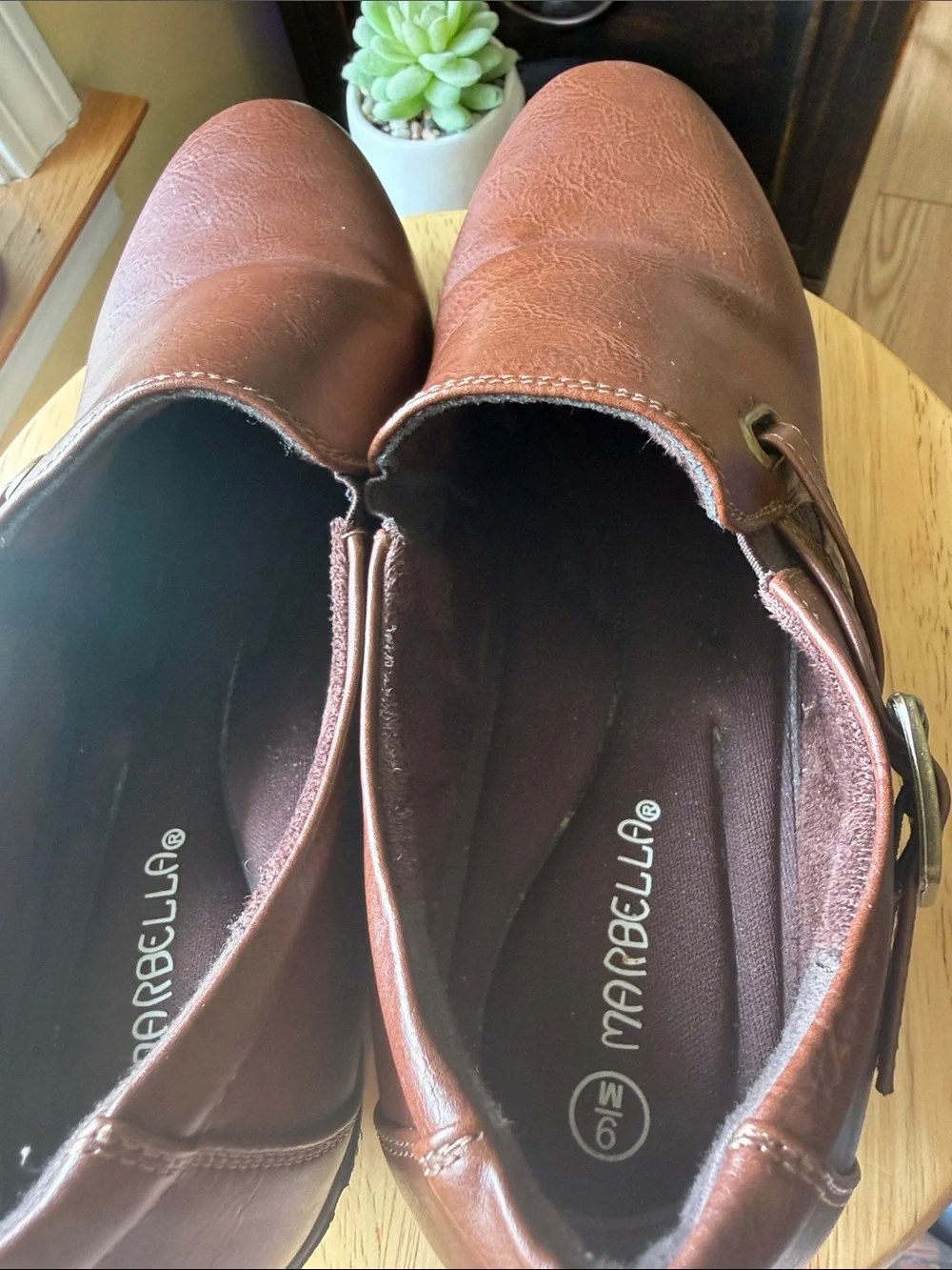 MarBella Brown Mary Jane Comfort Shoes Buckle Low Heel Size 9
